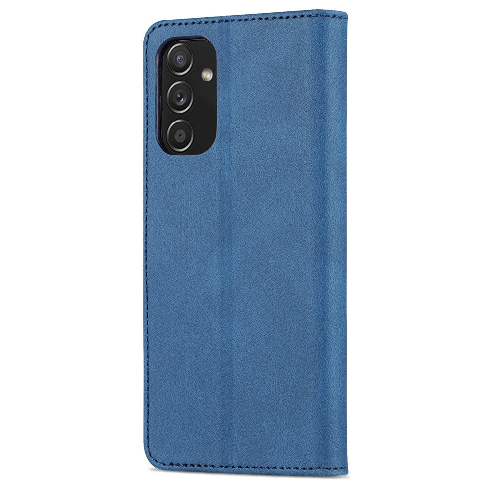 AZNS PU Leather Wallet Stand Full Protection Anti-fall Phone Case Cover for Samsung Galaxy M52 5G - Blue