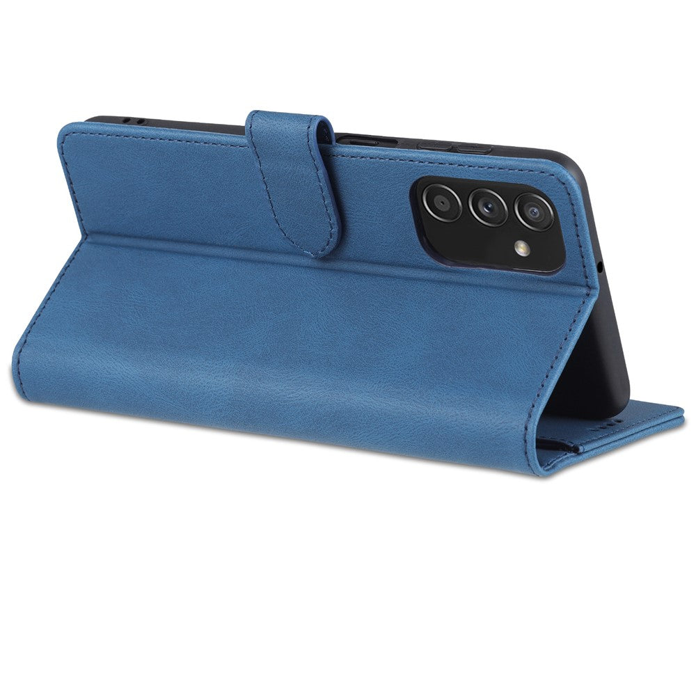 AZNS PU Leather Wallet Stand Full Protection Anti-fall Phone Case Cover for Samsung Galaxy M52 5G - Blue