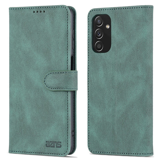 AZNS PU Leather Wallet Stand Full Protection Anti-fall Phone Case Cover for Samsung Galaxy M52 5G - Green