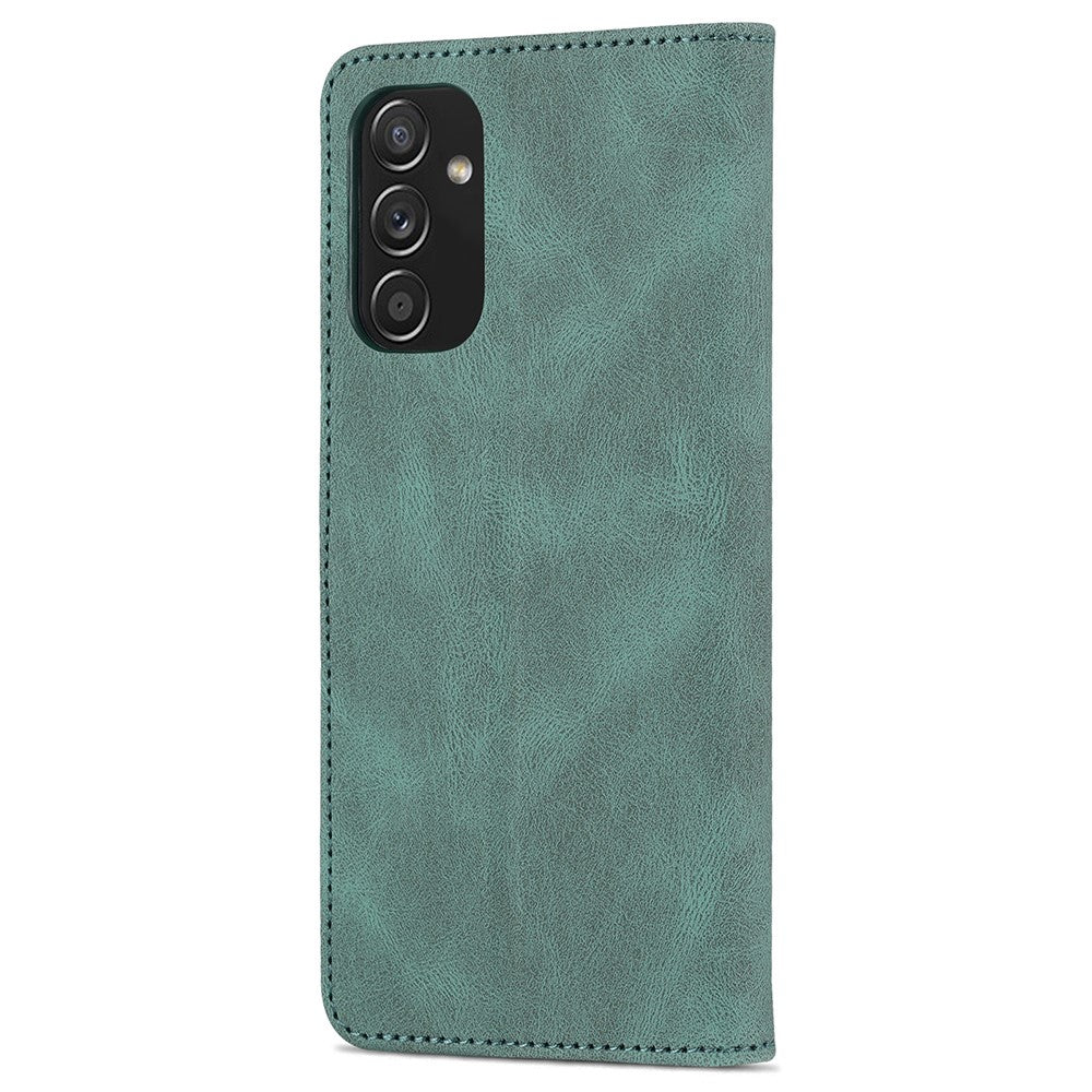 AZNS PU Leather Wallet Stand Full Protection Anti-fall Phone Case Cover for Samsung Galaxy M52 5G - Green