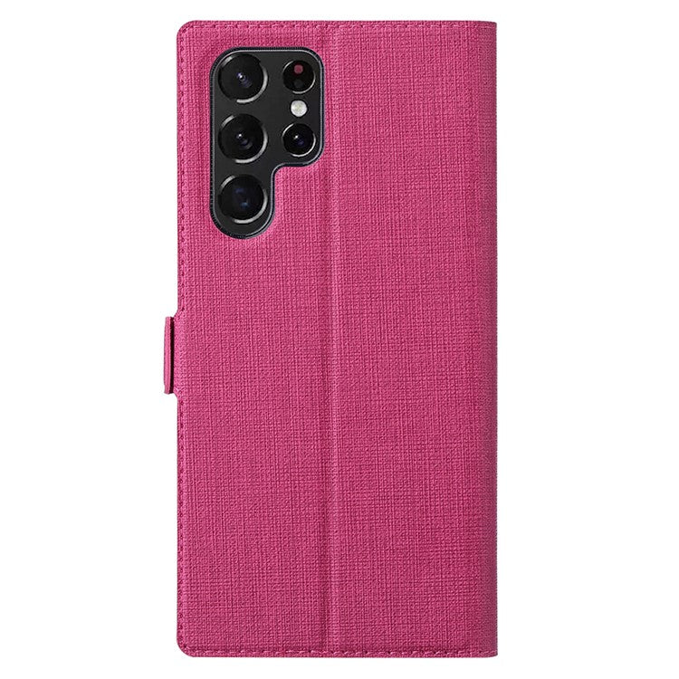VILI K Series Magnetic Closure Drop-proof Stand Wallet Leather Mobile Phone Case Shell for Samsung Galaxy S22 Ultra 5G - Rose