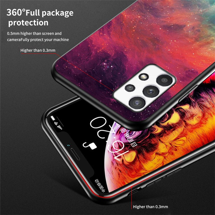 Drop-resistant Tempered Glass + PC + TPU Hybrid Shell Starry Sky Pattern Phone Case for Samsung Galaxy A53 5G - Cosmic Starry Sky