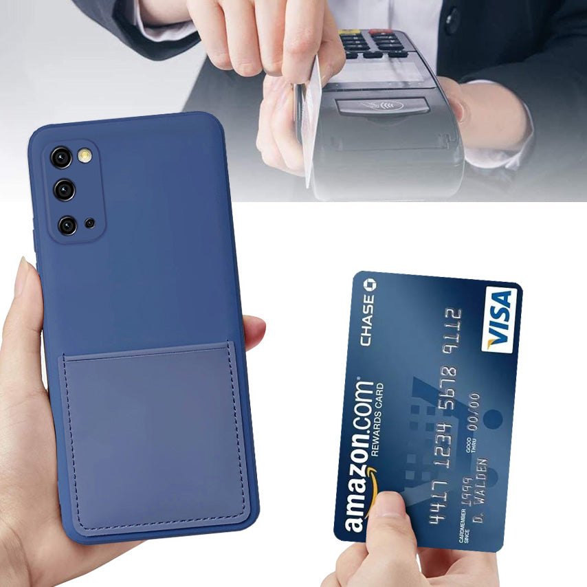 Liquid Silicone Anti-scratch Phone Case Card Slot Design Precise Cutout Cell Phone Shell for Samsung Galaxy S20 4G/S20 5G - Pink