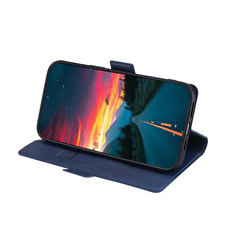 Card Slot Design Side Magnetic Closure Well-protected Ultra-thin Solid Color Leather Phone Stand Case for Samsung Galaxy A53 5G - Blue