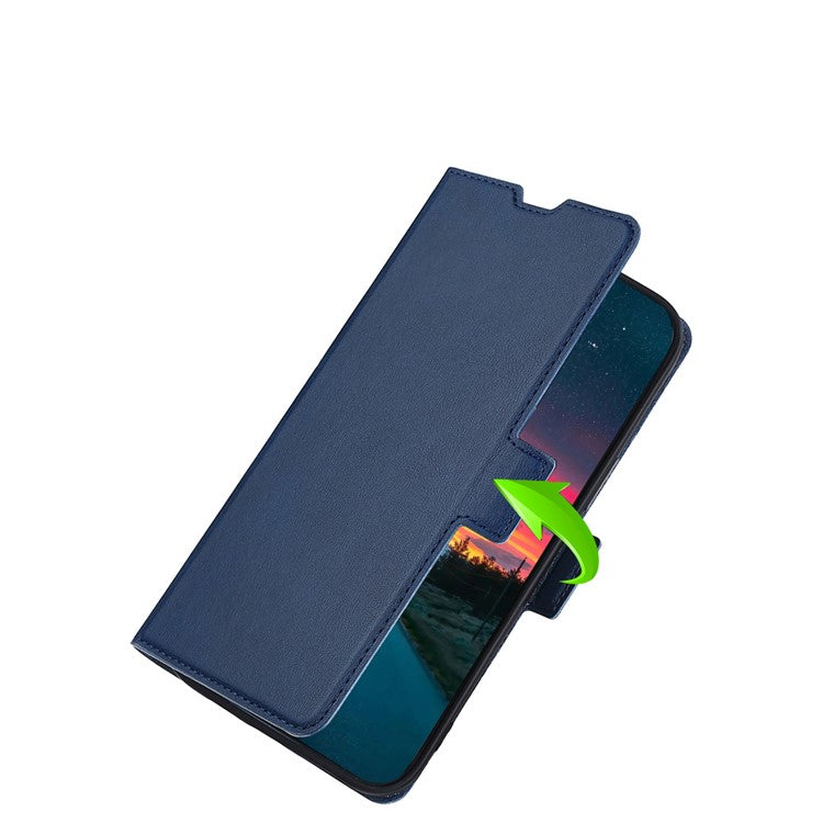 Card Slot Design Side Magnetic Closure Well-protected Ultra-thin Solid Color Leather Phone Stand Case for Samsung Galaxy A53 5G - Blue