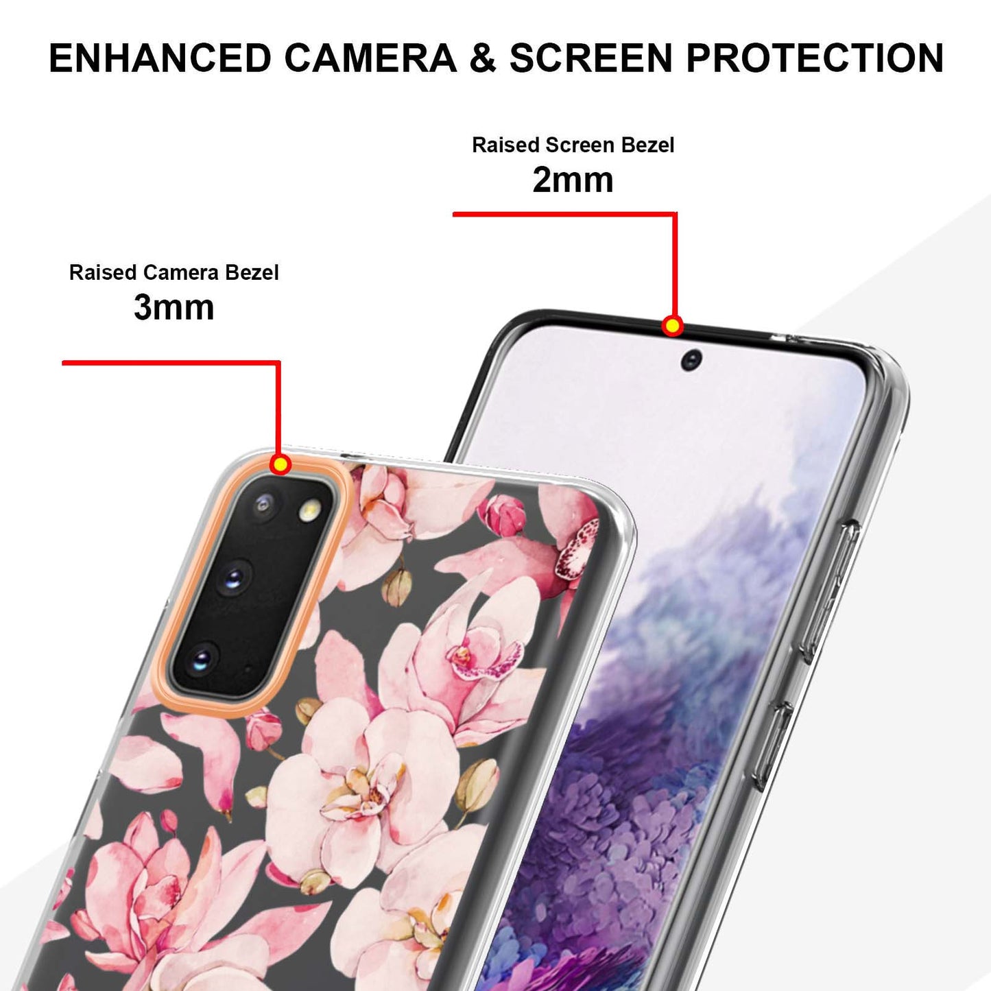 LB5 Series IMD IML TPU Phone Case for Samsung Galaxy S20 4G/S20 5G Scratch-resistant Electroplating Flower Pattern Protective Cover - HC005 Pink Gardenia