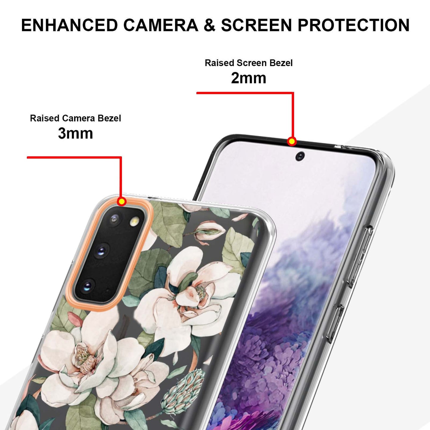 LB5 Series IMD IML TPU Phone Case for Samsung Galaxy S20 4G/S20 5G Scratch-resistant Electroplating Flower Pattern Protective Cover - HC001 Green Gardenia