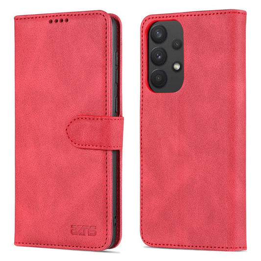 AZNS Case for Samsung Galaxy A53 5G, PU Leather Wallet Folding Stand Magnetic Scratch-proof Flip Cover - Red