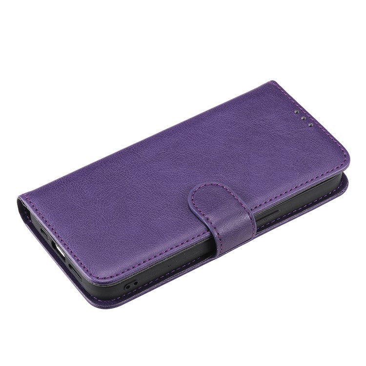 For Samsung Galaxy S22 5G Detachable Leather Coated TPU Phone Case Foldable Stand Wallet Leather Cover with Strap - Purple