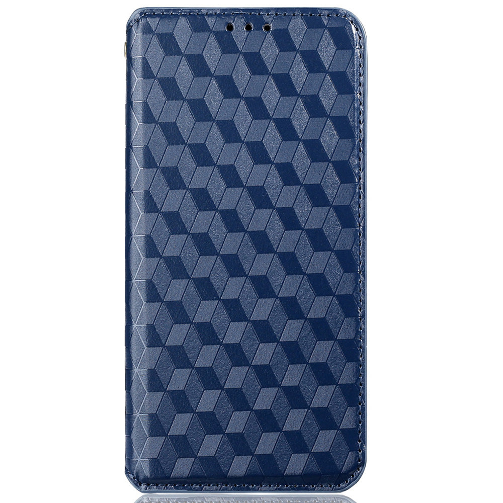 Leather Wallet Case for Samsung Galaxy S20 Ultra, Stand Feature Imprinted Rhombus Magnetic Absorption Flip Protective Cover - Blue