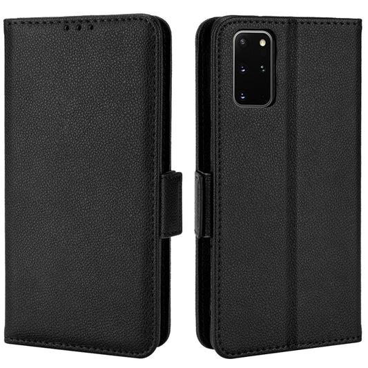For Samsung Galaxy S20 Plus 4G/5G Litchi Texture Wallet Stand Phone Case Magnetic Clasp Anti-fall Protection Leather Cover - Black