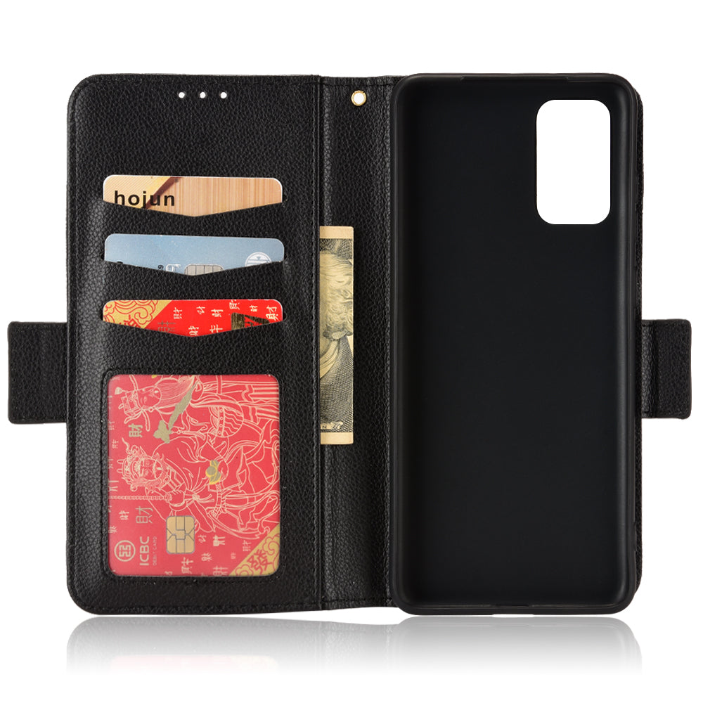 For Samsung Galaxy S20 Plus 4G/5G Litchi Texture Wallet Stand Phone Case Magnetic Clasp Anti-fall Protection Leather Cover - Black