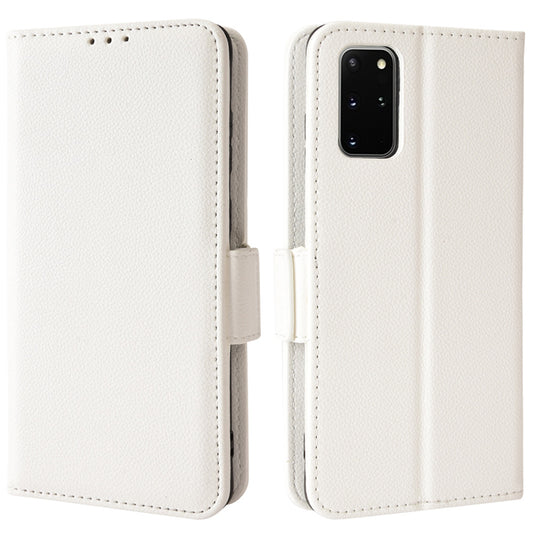 For Samsung Galaxy S20 Plus 4G/5G Litchi Texture Wallet Stand Phone Case Magnetic Clasp Anti-fall Protection Leather Cover - White