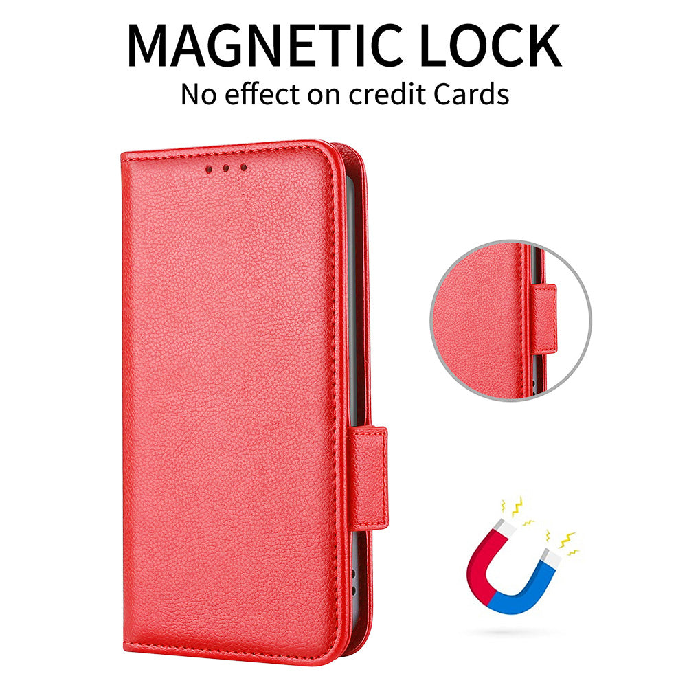 For Samsung Galaxy S20 Plus 4G/5G Litchi Texture Wallet Stand Phone Case Magnetic Clasp Anti-fall Protection Leather Cover - Red