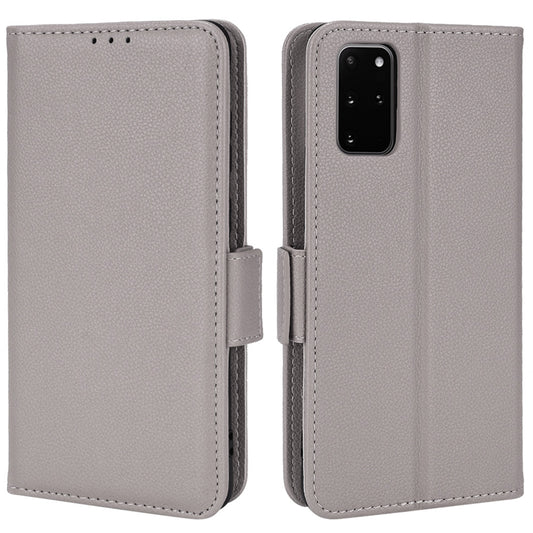 For Samsung Galaxy S20 Plus 4G/5G Litchi Texture Wallet Stand Phone Case Magnetic Clasp Anti-fall Protection Leather Cover - Grey