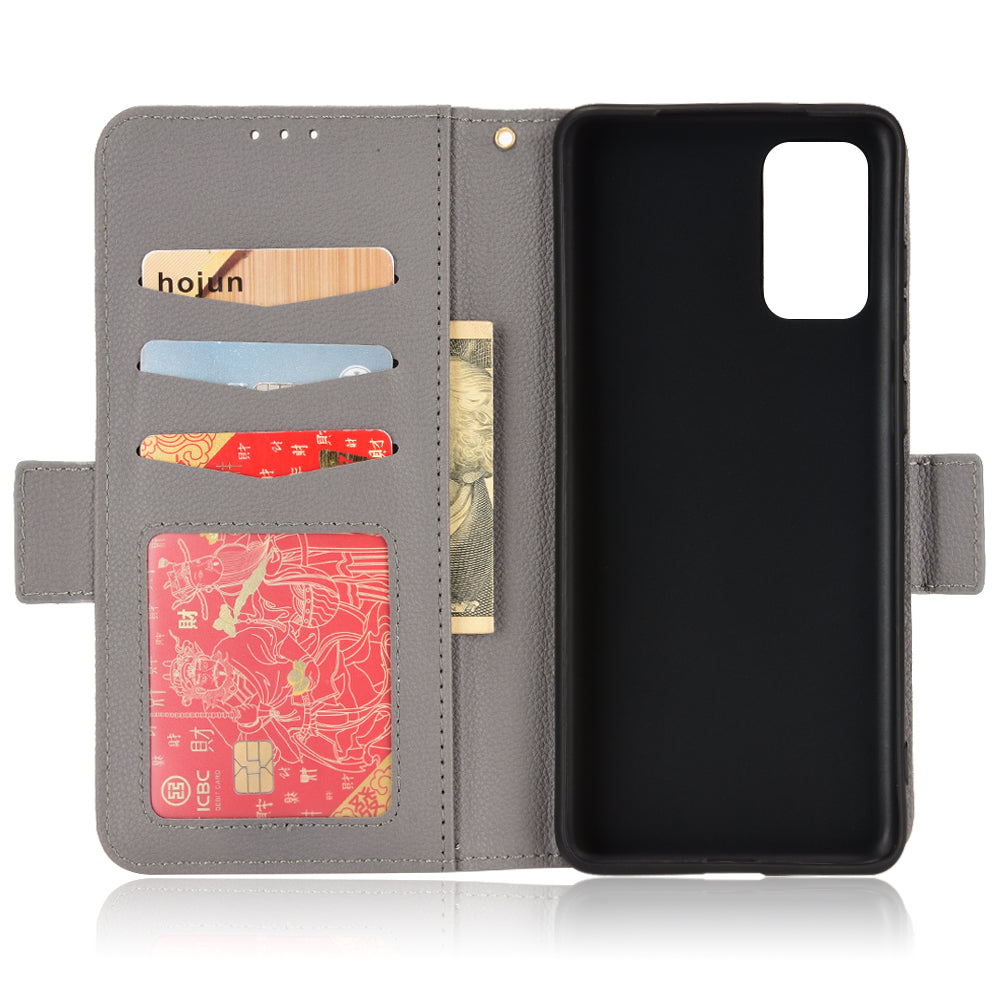 For Samsung Galaxy S20 Plus 4G/5G Litchi Texture Wallet Stand Phone Case Magnetic Clasp Anti-fall Protection Leather Cover - Grey