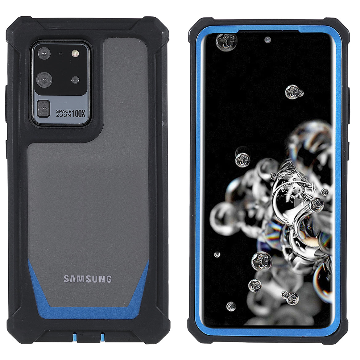 For Samsung Galaxy S20 Ultra Precise Cutout Anti-drop Soft TPU Frame + Durable Acrylic Back Detachable 2-in-1 Phone Case - Black/Blue