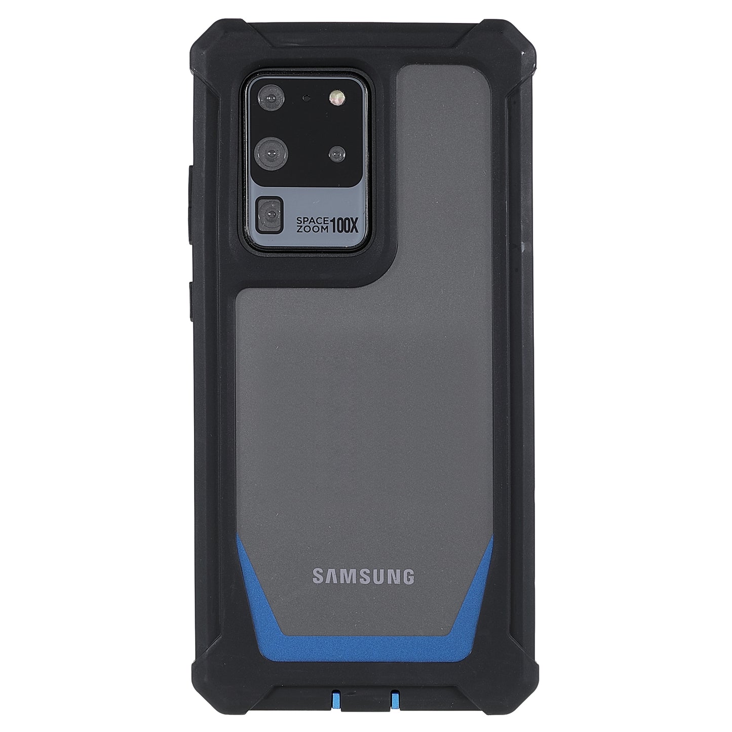 For Samsung Galaxy S20 Ultra Precise Cutout Anti-drop Soft TPU Frame + Durable Acrylic Back Detachable 2-in-1 Phone Case - Black/Blue