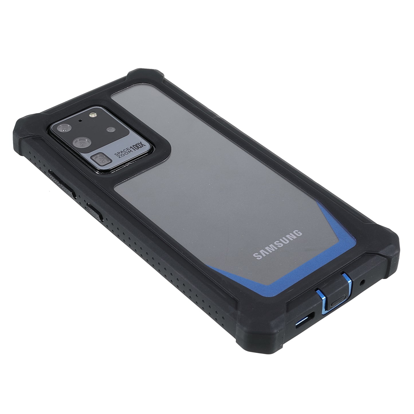 For Samsung Galaxy S20 Ultra Precise Cutout Anti-drop Soft TPU Frame + Durable Acrylic Back Detachable 2-in-1 Phone Case - Black/Blue