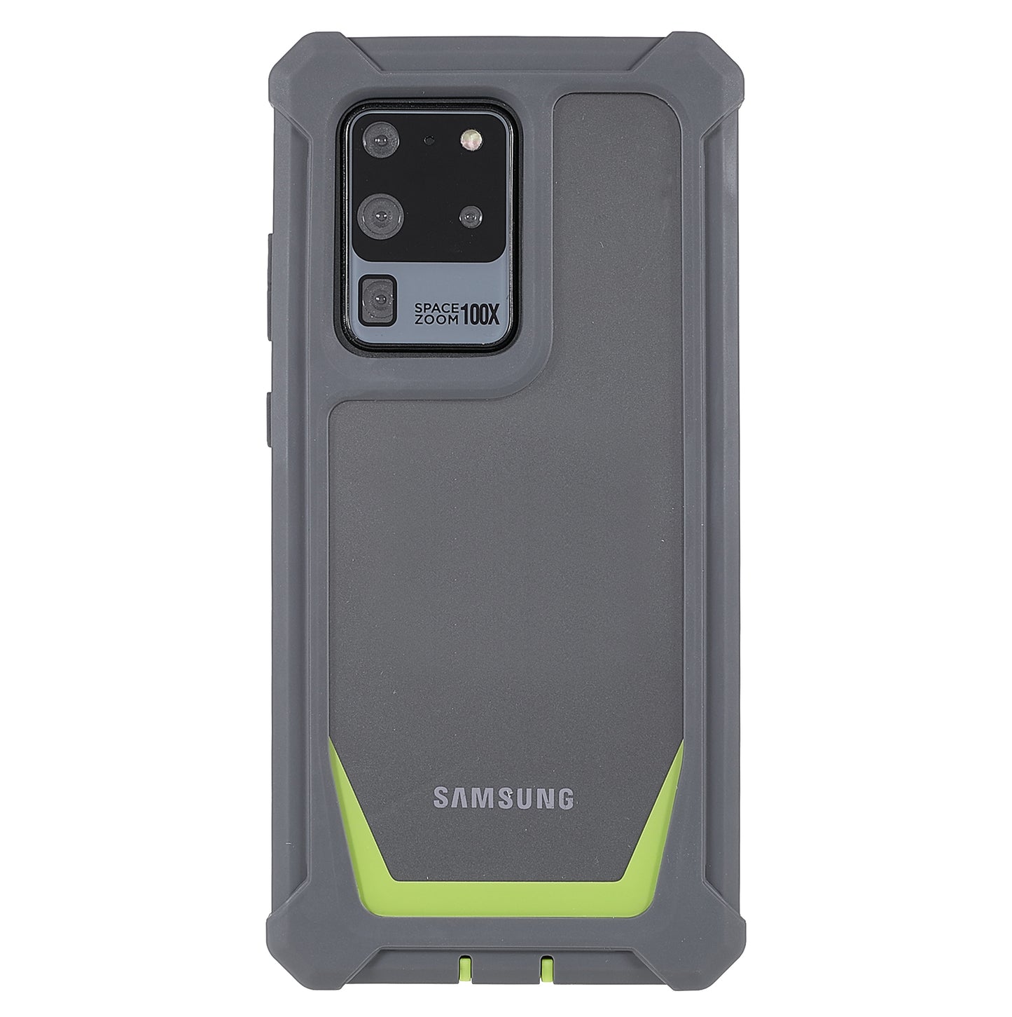 For Samsung Galaxy S20 Ultra Precise Cutout Anti-drop Soft TPU Frame + Durable Acrylic Back Detachable 2-in-1 Phone Case - Dark Grey/Grass Green