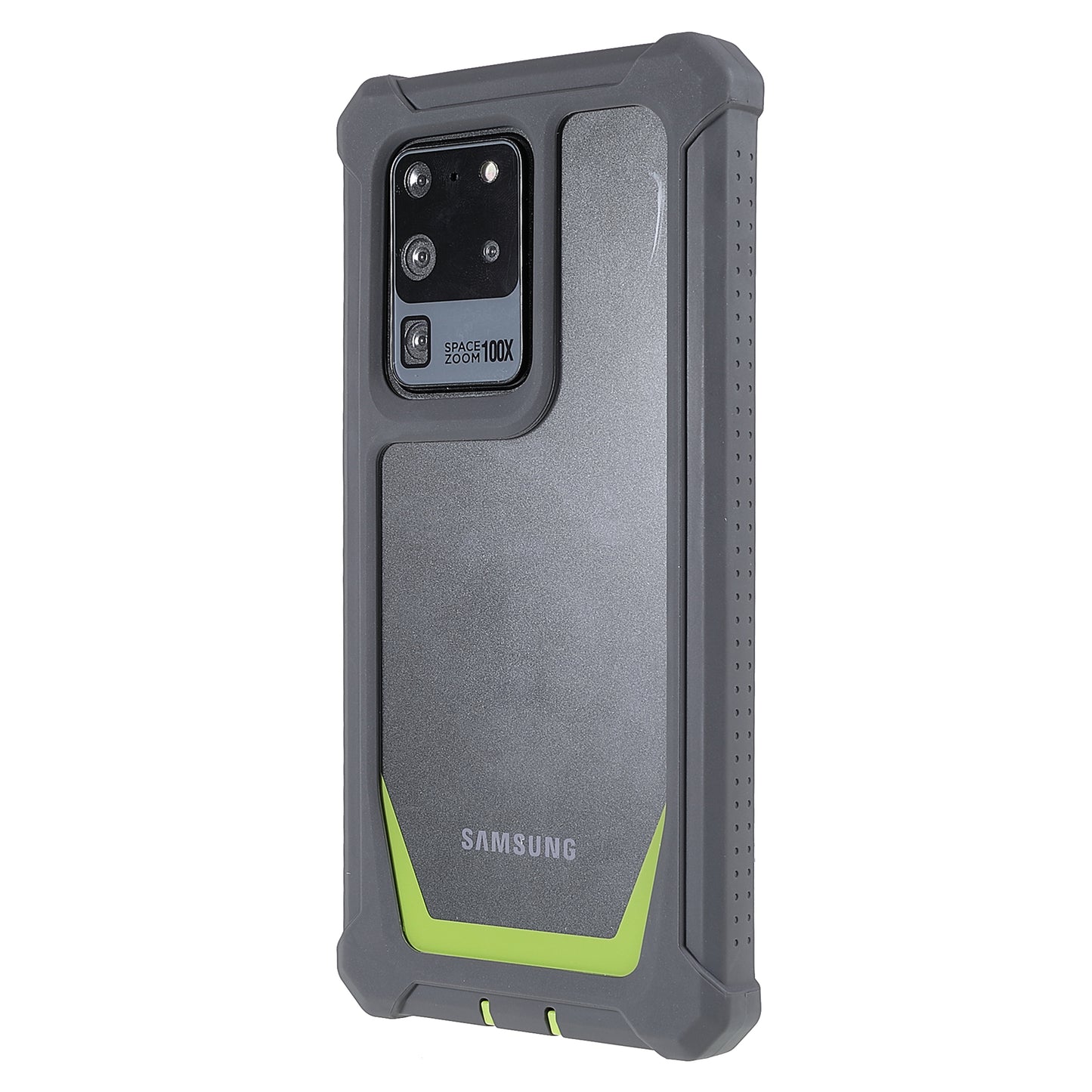 For Samsung Galaxy S20 Ultra Precise Cutout Anti-drop Soft TPU Frame + Durable Acrylic Back Detachable 2-in-1 Phone Case - Dark Grey/Grass Green