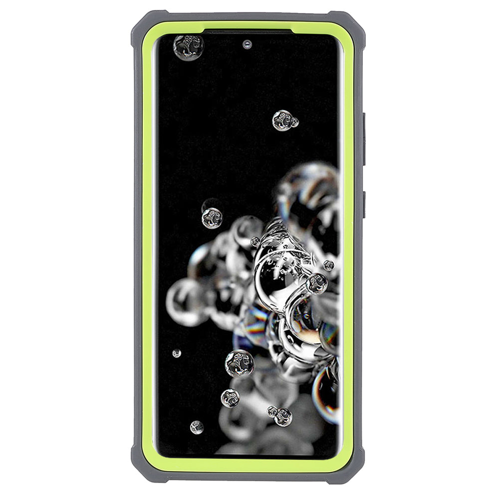 For Samsung Galaxy S20 Ultra Precise Cutout Anti-drop Soft TPU Frame + Durable Acrylic Back Detachable 2-in-1 Phone Case - Dark Grey/Grass Green