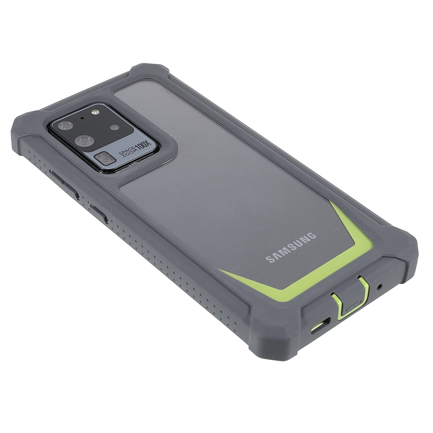 For Samsung Galaxy S20 Ultra Precise Cutout Anti-drop Soft TPU Frame + Durable Acrylic Back Detachable 2-in-1 Phone Case - Dark Grey/Grass Green