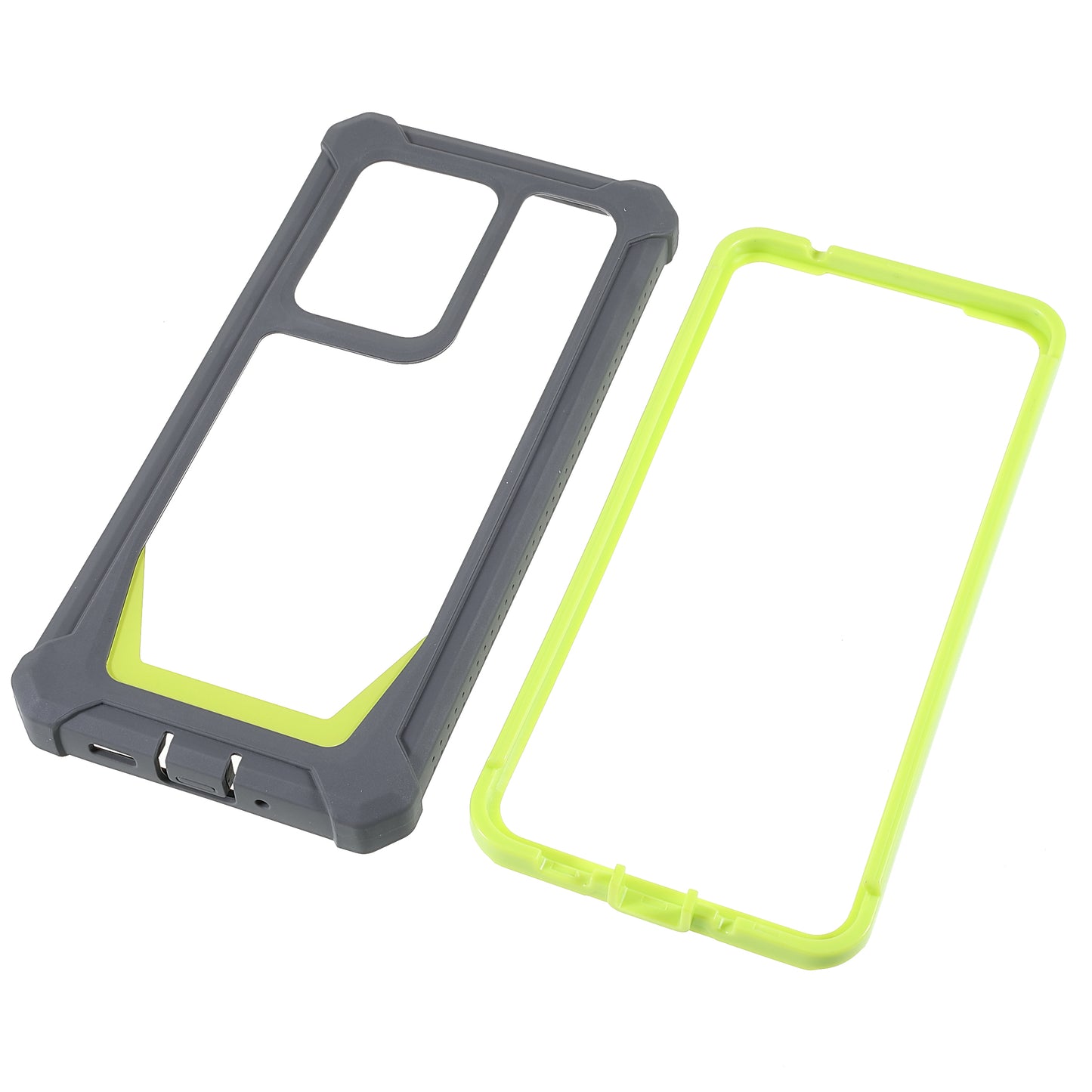 For Samsung Galaxy S20 Ultra Precise Cutout Anti-drop Soft TPU Frame + Durable Acrylic Back Detachable 2-in-1 Phone Case - Dark Grey/Grass Green