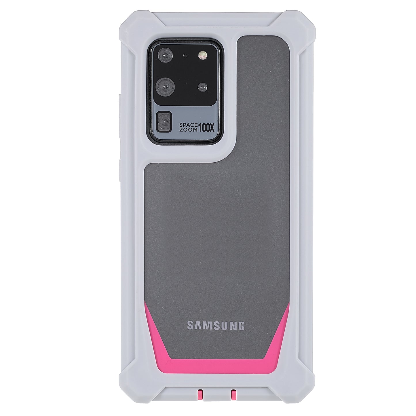For Samsung Galaxy S20 Ultra Precise Cutout Anti-drop Soft TPU Frame + Durable Acrylic Back Detachable 2-in-1 Phone Case - Grey/Rose