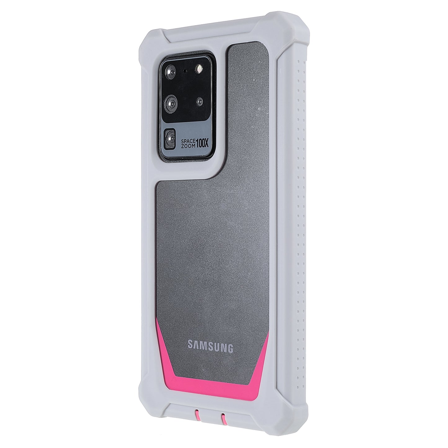 For Samsung Galaxy S20 Ultra Precise Cutout Anti-drop Soft TPU Frame + Durable Acrylic Back Detachable 2-in-1 Phone Case - Grey/Rose