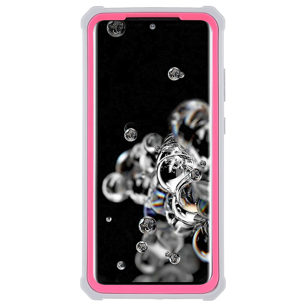 For Samsung Galaxy S20 Ultra Precise Cutout Anti-drop Soft TPU Frame + Durable Acrylic Back Detachable 2-in-1 Phone Case - Grey/Rose