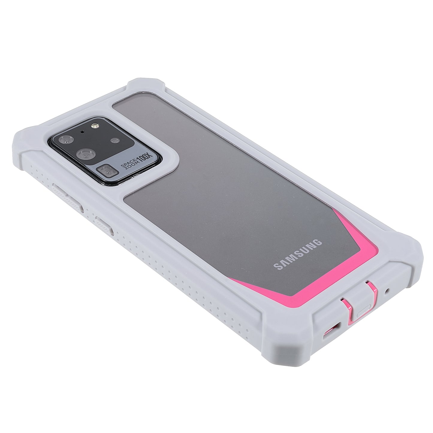 For Samsung Galaxy S20 Ultra Precise Cutout Anti-drop Soft TPU Frame + Durable Acrylic Back Detachable 2-in-1 Phone Case - Grey/Rose