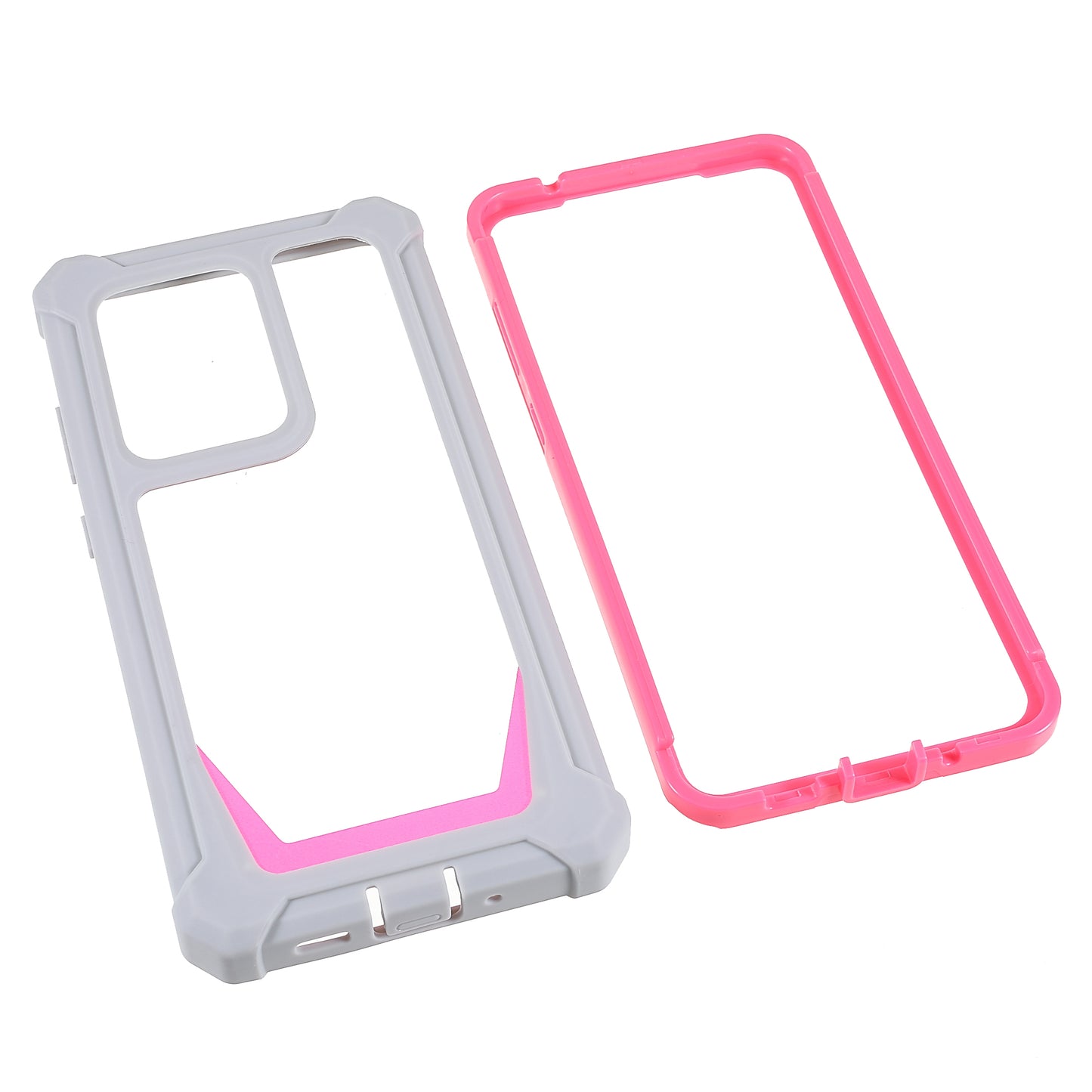 For Samsung Galaxy S20 Ultra Precise Cutout Anti-drop Soft TPU Frame + Durable Acrylic Back Detachable 2-in-1 Phone Case - Grey/Rose