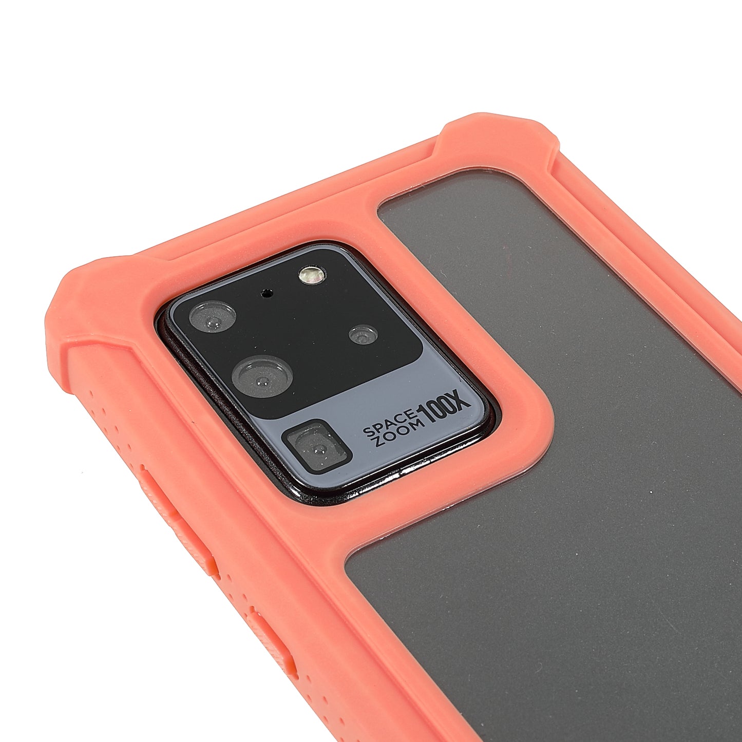 For Samsung Galaxy S20 Ultra Precise Cutout Anti-drop Soft TPU Frame + Durable Acrylic Back Detachable 2-in-1 Phone Case - Coral Pink/Bluish Green