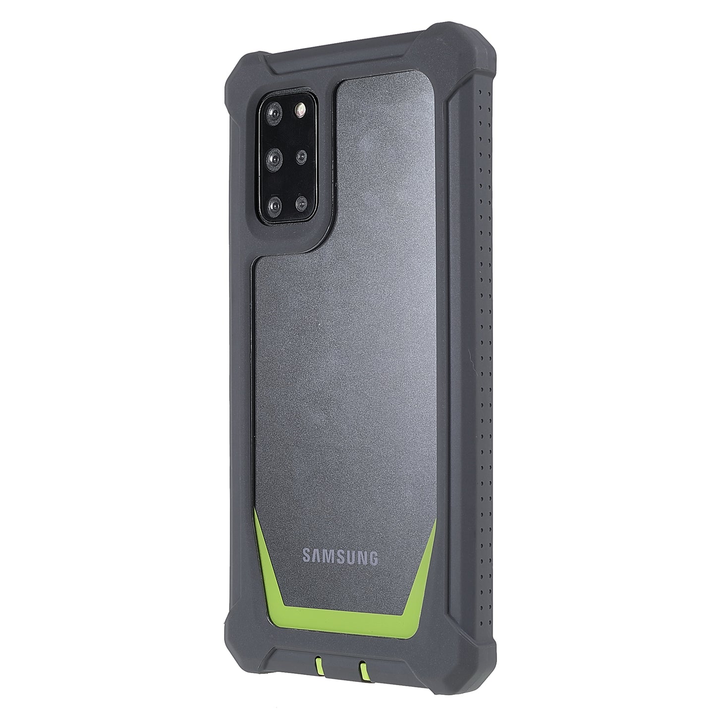 For Samsung Galaxy S20 Plus 4G/5G Shockproof Anti-fall Precise Cutout Soft TPU Frame + Acrylic Back Detachable 2-in-1 Cell Phone Case - Dark Grey/Grass Green