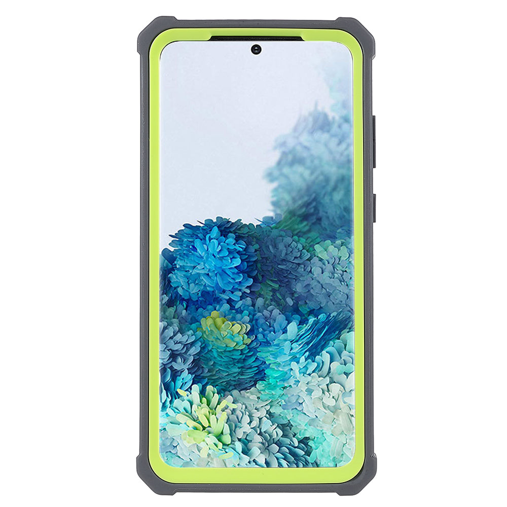 For Samsung Galaxy S20 Plus 4G/5G Shockproof Anti-fall Precise Cutout Soft TPU Frame + Acrylic Back Detachable 2-in-1 Cell Phone Case - Dark Grey/Grass Green