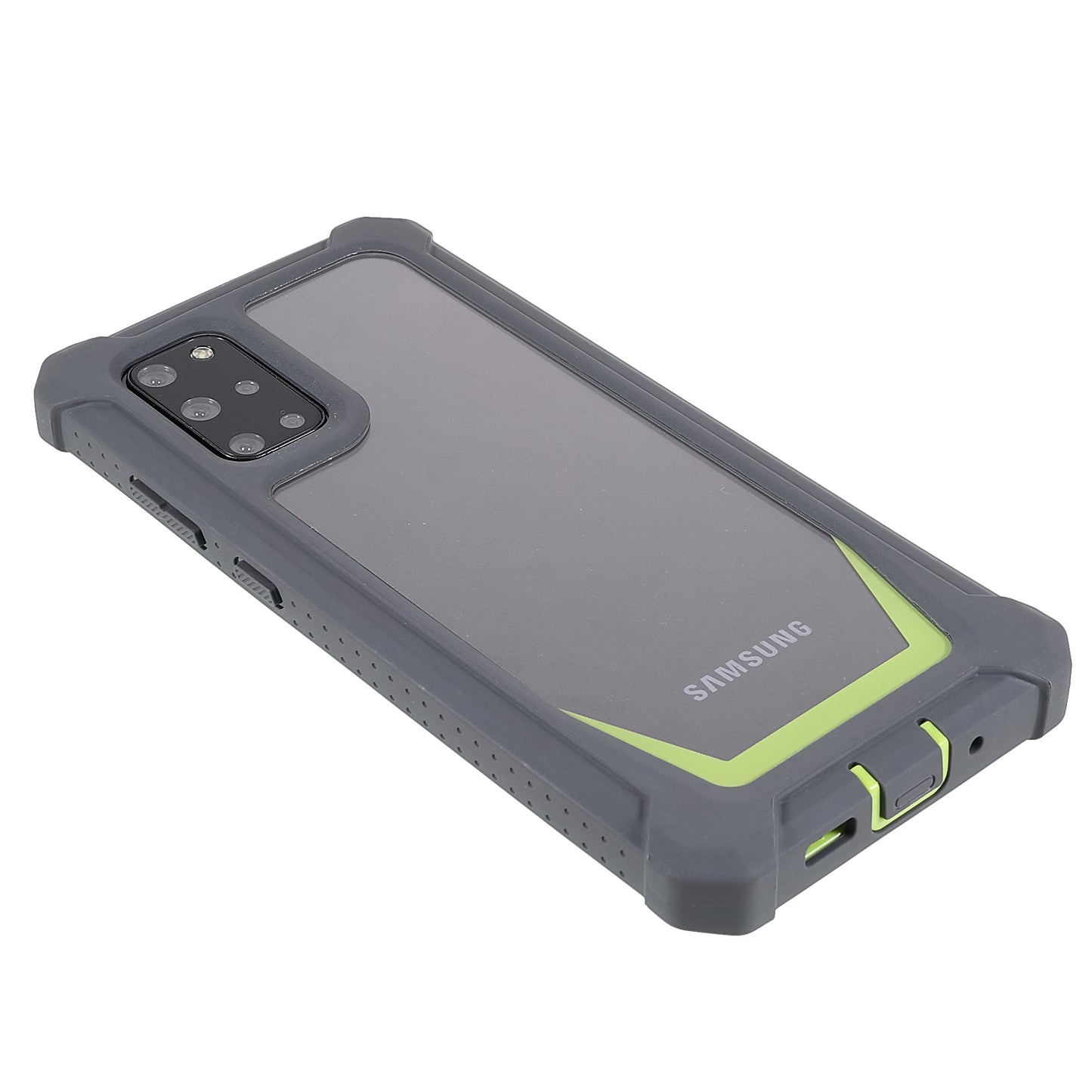 For Samsung Galaxy S20 Plus 4G/5G Shockproof Anti-fall Precise Cutout Soft TPU Frame + Acrylic Back Detachable 2-in-1 Cell Phone Case - Dark Grey/Grass Green