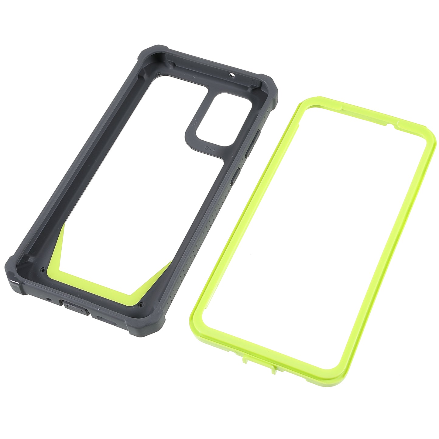 For Samsung Galaxy S20 Plus 4G/5G Shockproof Anti-fall Precise Cutout Soft TPU Frame + Acrylic Back Detachable 2-in-1 Cell Phone Case - Dark Grey/Grass Green