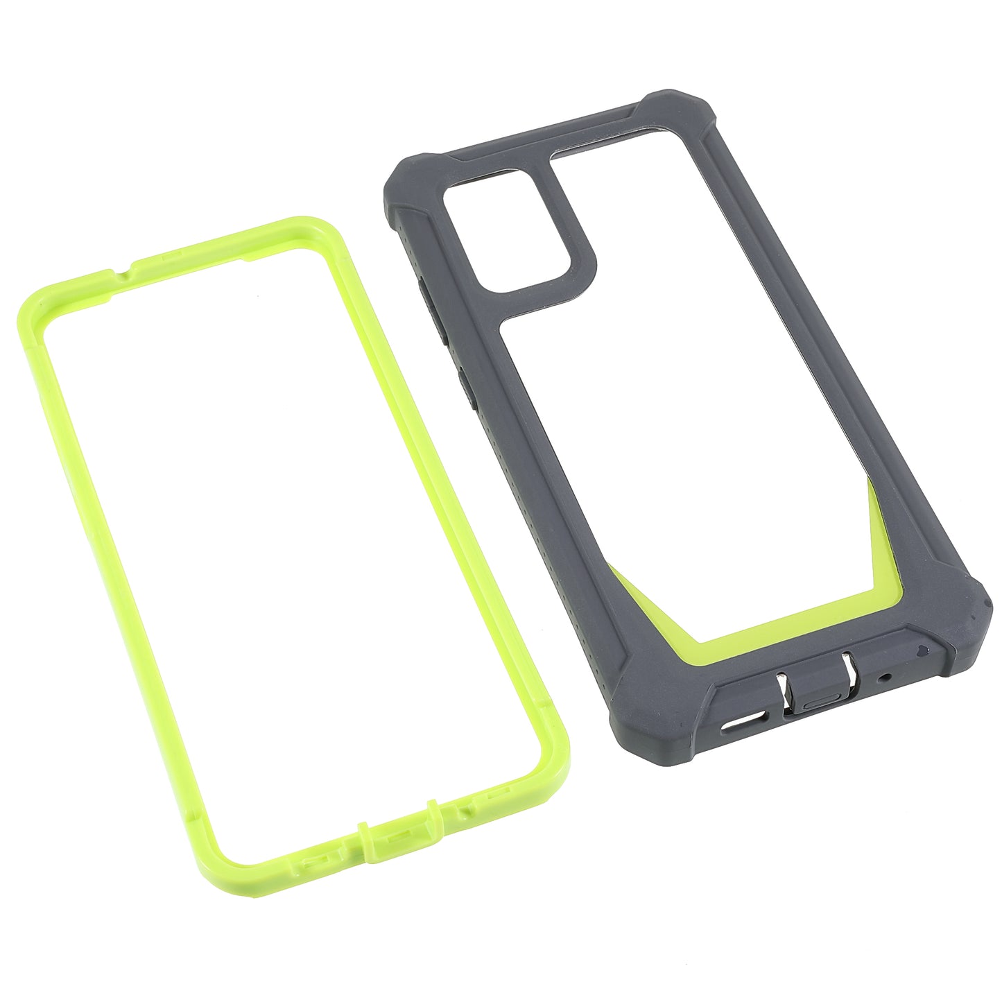 For Samsung Galaxy S20 Plus 4G/5G Shockproof Anti-fall Precise Cutout Soft TPU Frame + Acrylic Back Detachable 2-in-1 Cell Phone Case - Dark Grey/Grass Green