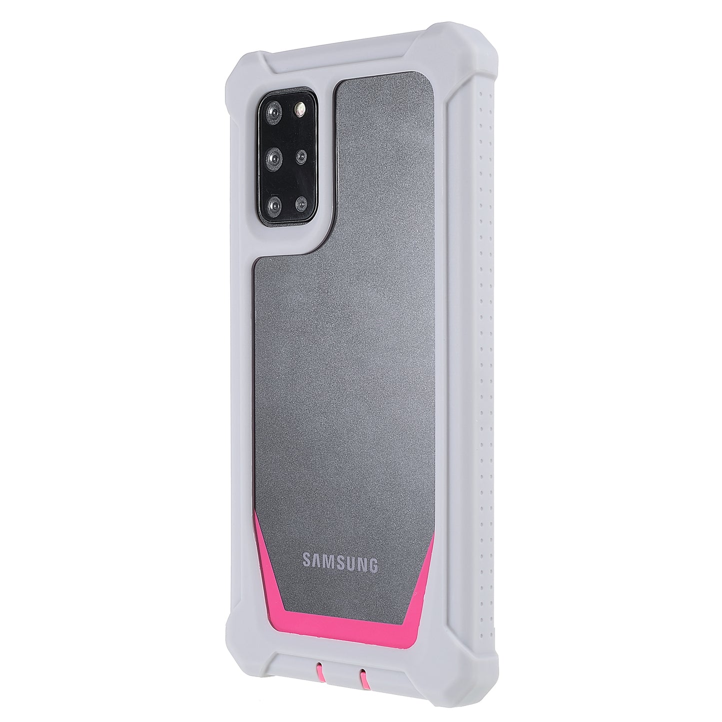 For Samsung Galaxy S20 Plus 4G/5G Shockproof Anti-fall Precise Cutout Soft TPU Frame + Acrylic Back Detachable 2-in-1 Cell Phone Case - Grey/Rose