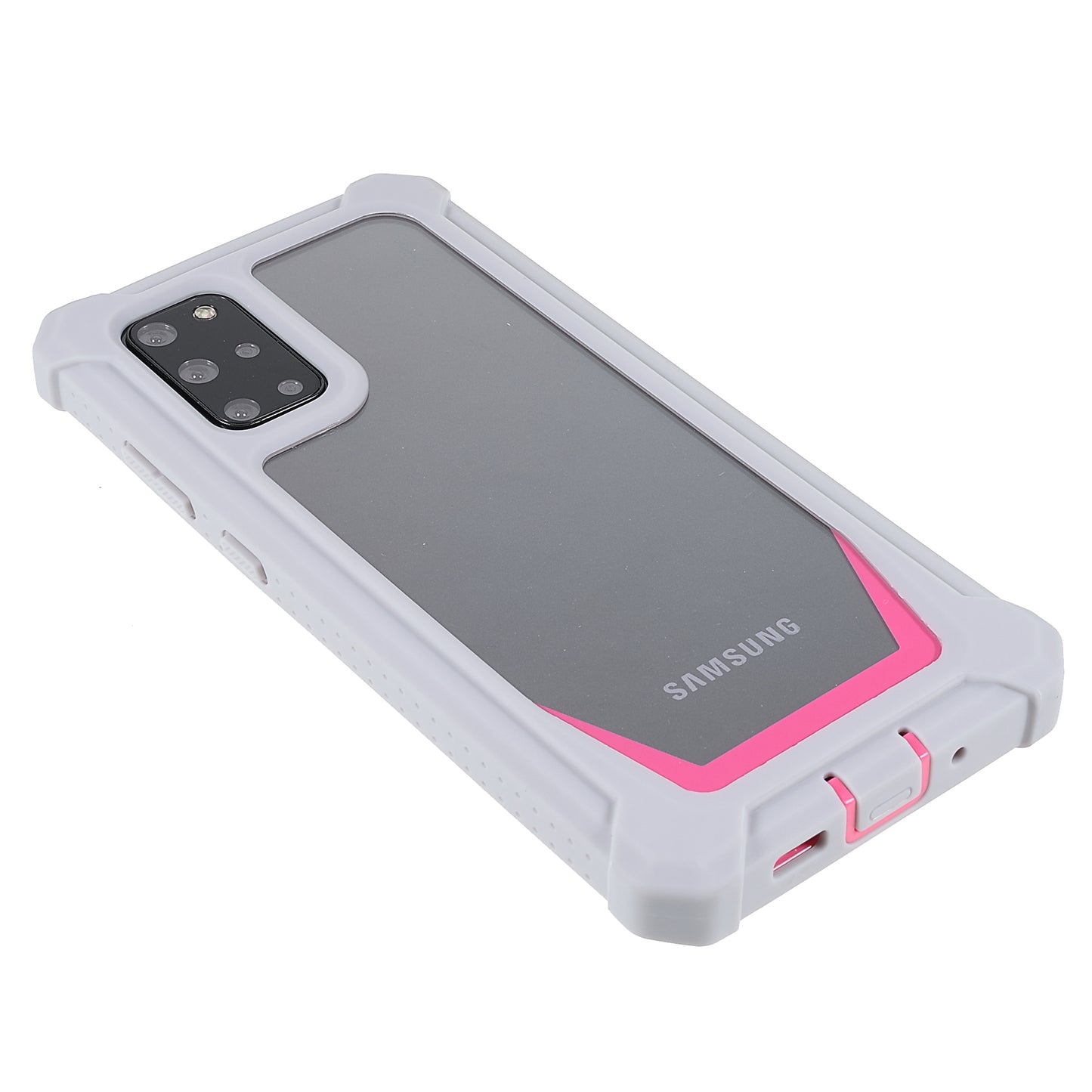 For Samsung Galaxy S20 Plus 4G/5G Shockproof Anti-fall Precise Cutout Soft TPU Frame + Acrylic Back Detachable 2-in-1 Cell Phone Case - Grey/Rose