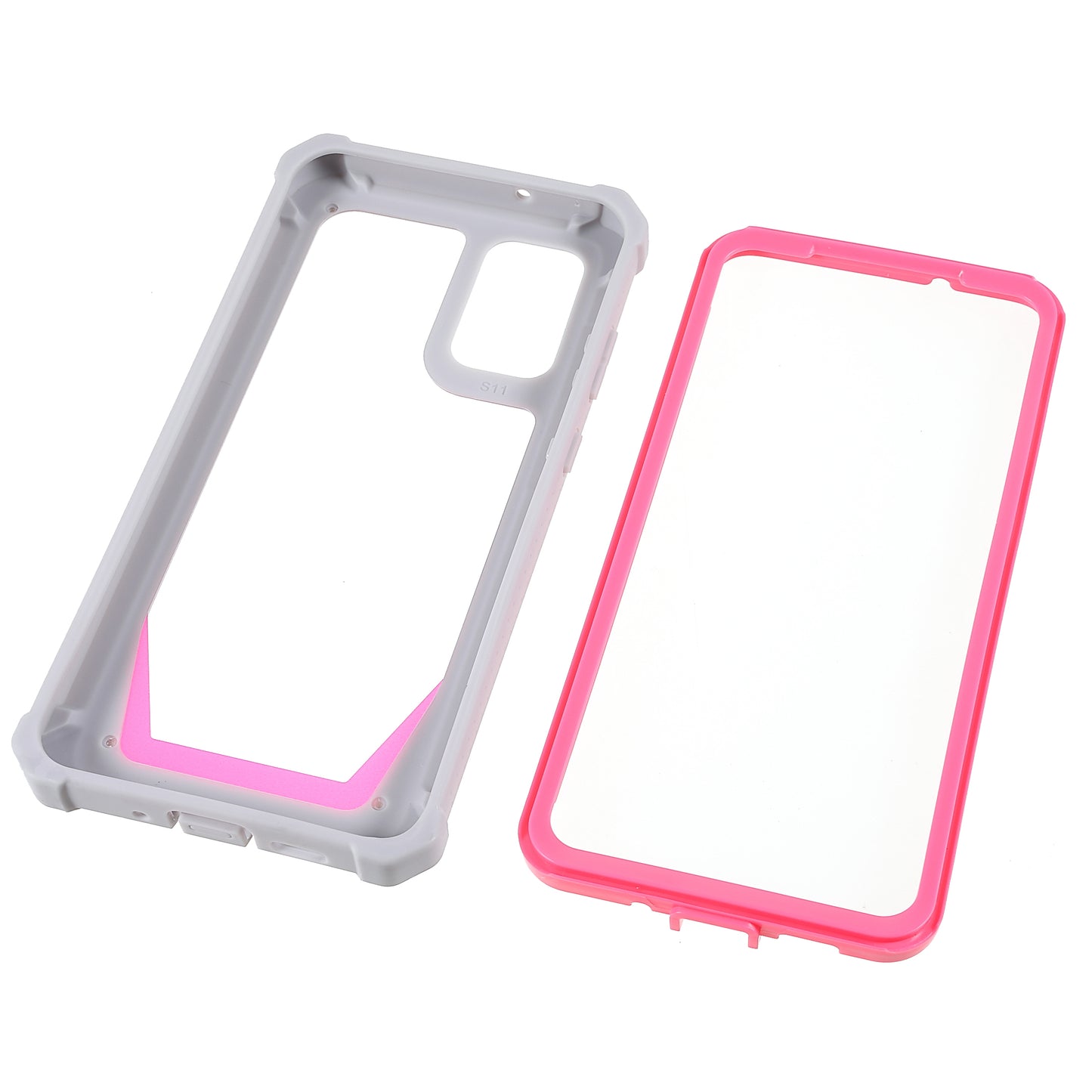 For Samsung Galaxy S20 Plus 4G/5G Shockproof Anti-fall Precise Cutout Soft TPU Frame + Acrylic Back Detachable 2-in-1 Cell Phone Case - Grey/Rose
