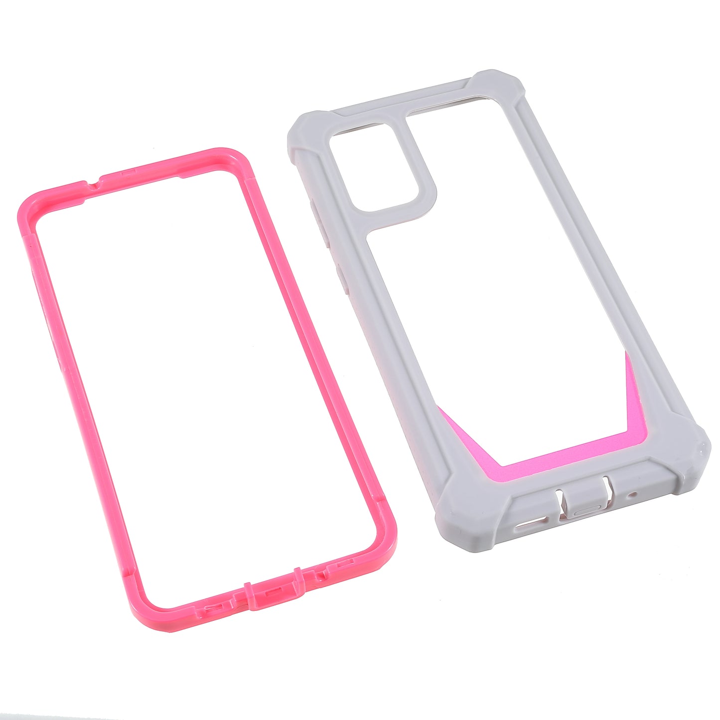 For Samsung Galaxy S20 Plus 4G/5G Shockproof Anti-fall Precise Cutout Soft TPU Frame + Acrylic Back Detachable 2-in-1 Cell Phone Case - Grey/Rose
