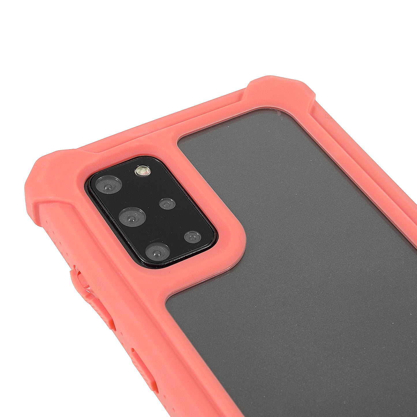 For Samsung Galaxy S20 Plus 4G/5G Shockproof Anti-fall Precise Cutout Soft TPU Frame + Acrylic Back Detachable 2-in-1 Cell Phone Case - Coral Pink/Bluish Green