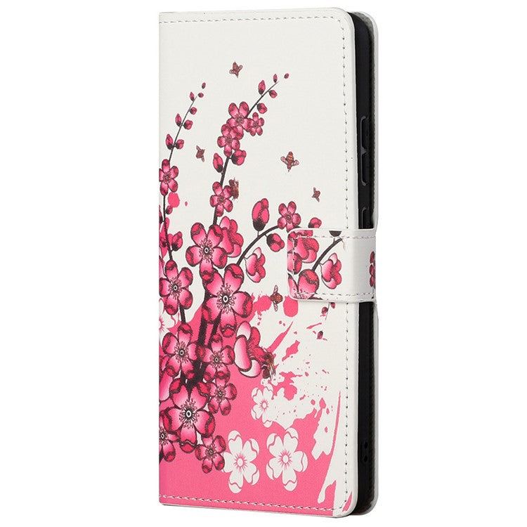 Pattern Printing Leather Case for Samsung Galaxy A23 5G, Wallet Stand Magnetic Clasp Phone Cover - Plum Blossom