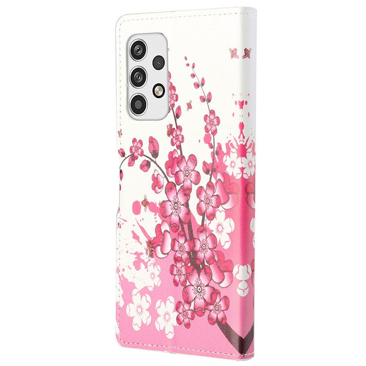 Pattern Printing Leather Case for Samsung Galaxy A23 5G, Wallet Stand Magnetic Clasp Phone Cover - Plum Blossom