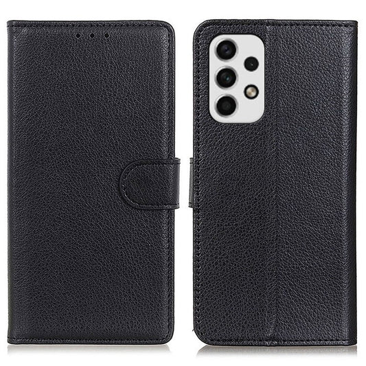 For Samsung Galaxy A23 4G / 5G Litchi Texture PU Leather Magnetic Clasp Stand Case Wallet Flip Phone Case - Black