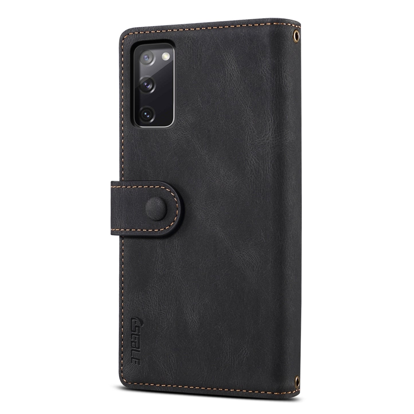 ESEBLE For Samsung Galaxy S20 FE 5G Anti-scratch Cell Phone Cover Zipper Pocket Wallet Stand Shockproof Phone Case Bag with Wrist Strap - Black