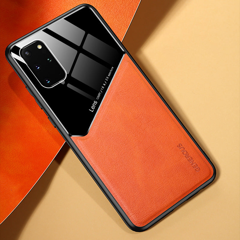 For Samsung Galaxy S20 Plus 4G/5G Shockproof Phone Case with Magnetic Metal Sheet Anti-Fall TPU Frame Phone Protective Cover - Orange