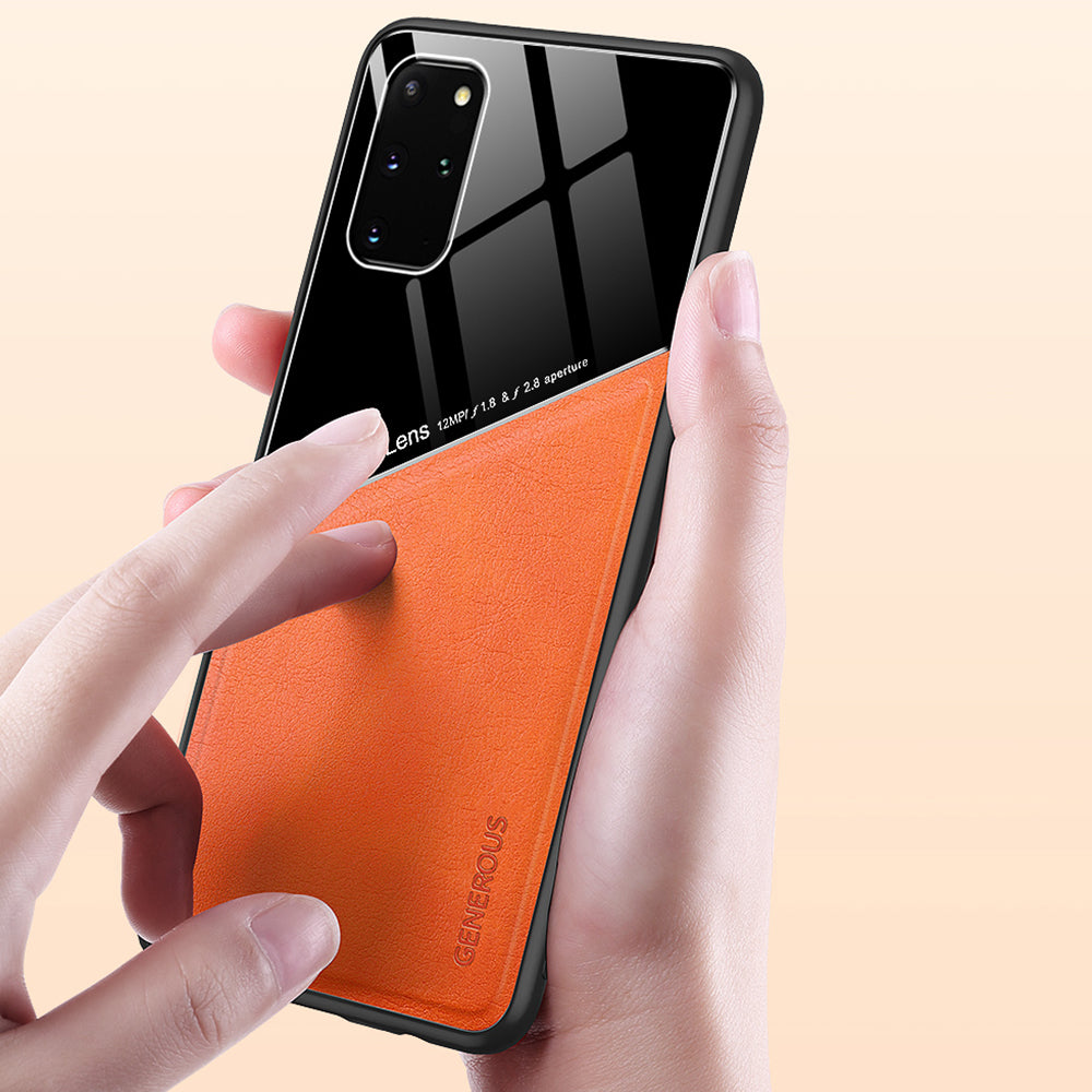 For Samsung Galaxy S20 Plus 4G/5G Shockproof Phone Case with Magnetic Metal Sheet Anti-Fall TPU Frame Phone Protective Cover - Orange